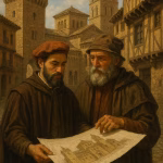 Alarifes en la Edad Media. Recreación