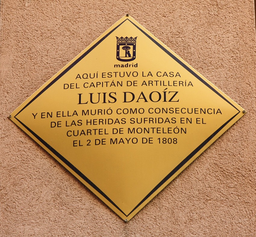 La muerte de Daoiz y Velarde 10 Placa en la casa donde falleció Daoiz.