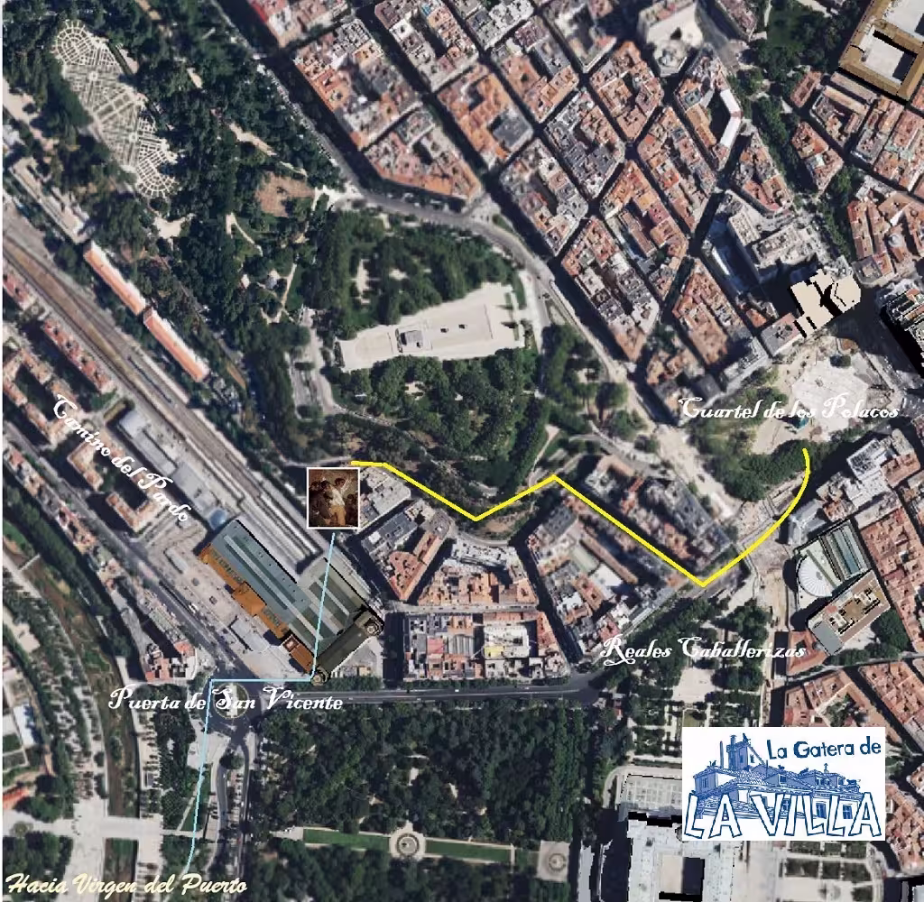 Posible lugar de los fusilamientos, con el recorrido hacia la ejecución y la huida de Juan Suárez.