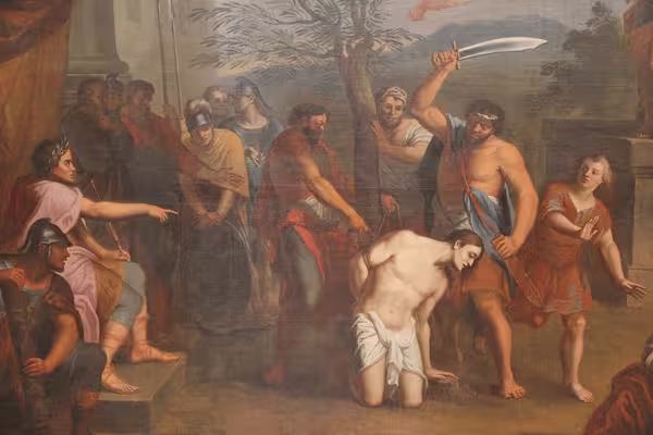 The beheading of Saint Pantaleon, by Louis Yard (1738), inside the Church of Saint Pantaleon in Commercy, France