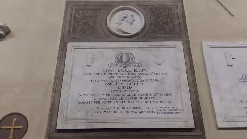 Sepultura de Boccherini en la iglesia de San Francisco en Lucca. 