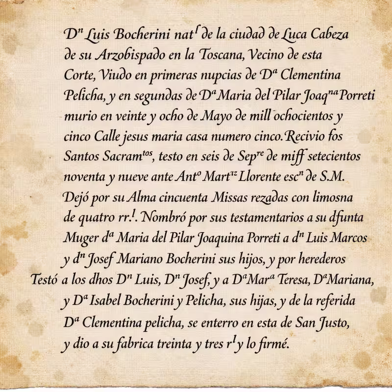 Partida defuncion Boccherini