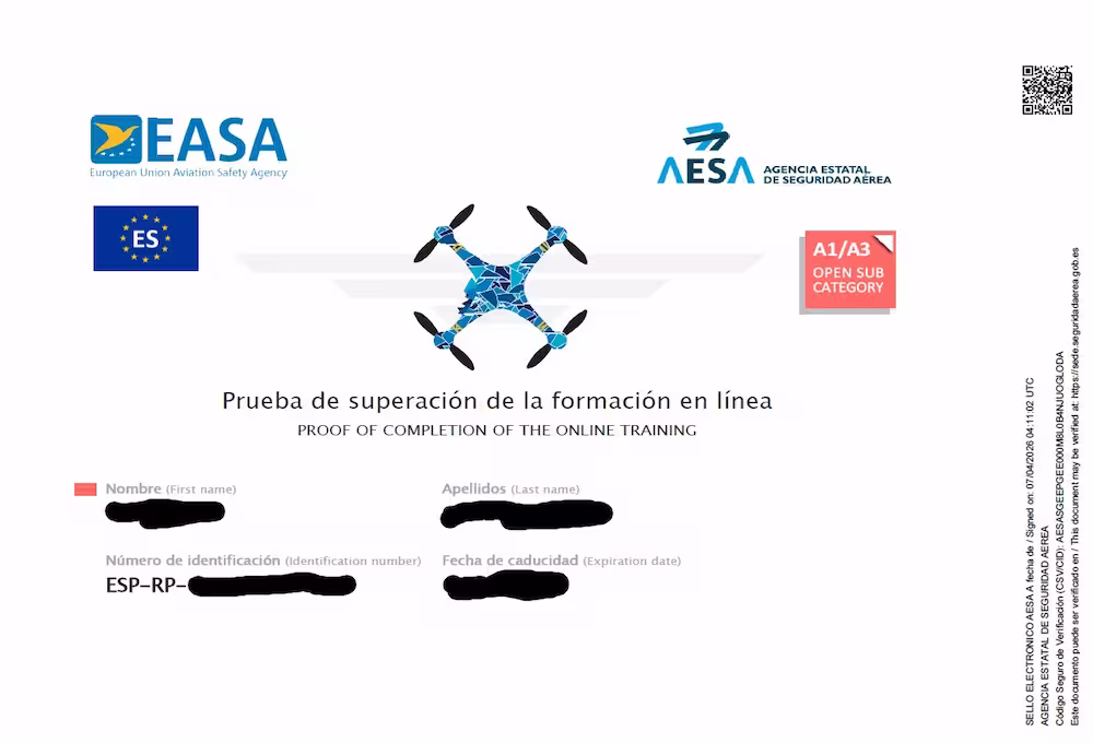 certificado piloto drones aesa a1 a
